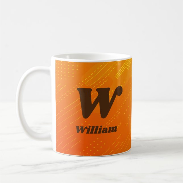 Mug Changer la initiale Ajouter un nom Orange Jaune V  (Gauche)