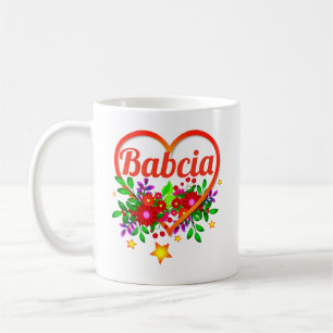 Mug Changer le nom de grand-mère - Babcia Coeur & Fle