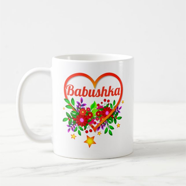 Mug Changer le nom de grand-mère - Babushka Coeur & Fl (Gauche)