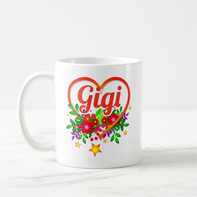 Mug Changer le nom de grand-mère - Gigi Coeur & Fleurs (Gauche)
