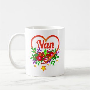 Mug Changer le nom de grand-mère - Nan - Coeur et fleu
