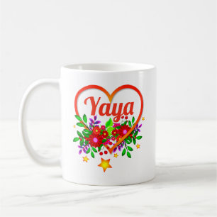 Mug Changer le nom de grand-mère - Yaya - Coeur et fle