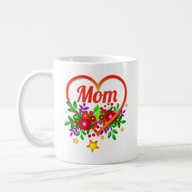 Mug Changer le nom de la mère - Maman - Coeur & Fleurs (Gauche)