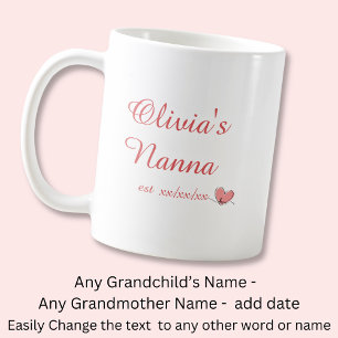 Mug Changer le nom du grand-enfant, Nanna Nom Est Coeu