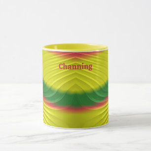 Mug CHANNING ~ Rouge Vert Jaune vif Fractal ~