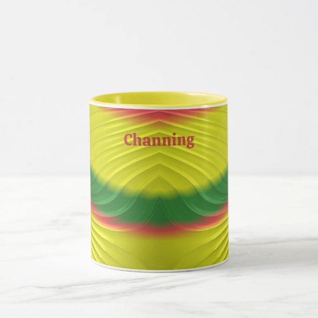 Mug CHANNING ~ Rouge Vert Jaune vif Fractal ~ (Centre)