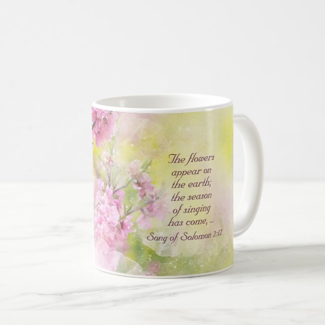 Mug Chanson de Salomon 2:12 Des fleurs apparaissent su (Devant droit)