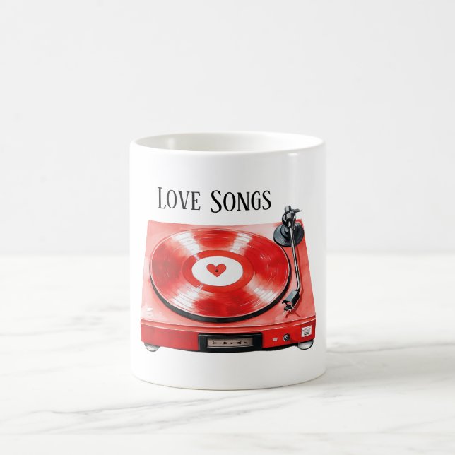 Mug Chansons d'amour de disque de cœur rouge (Centre)