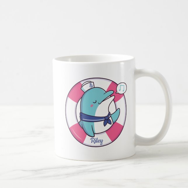 Mug Chant mignon marin Dolphin, Personnalisé (Droite)
