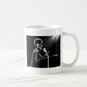 MUG CHANT SQUELETTIQUE DE RAYON X SUR RÉTRO MIC - B&W