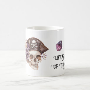 Mug Chapeau Crâne Violet Brun Floral Améthyste Trésors