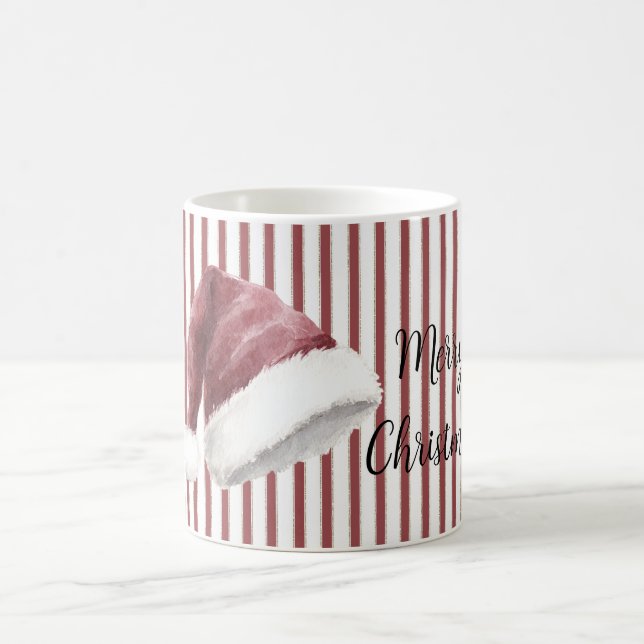 Mug Chapeau de Noël de Père Noël rayures rouges et bla (Centre)