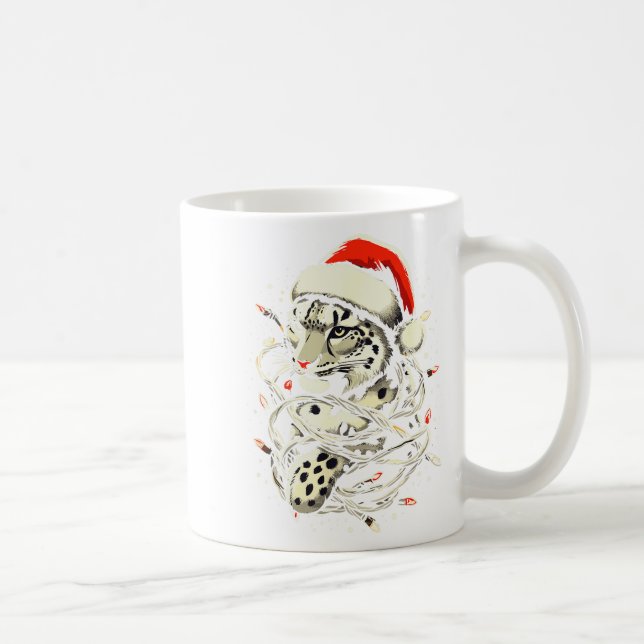 Mug Chapeau de Noël de Santa Léopard Lumières de Noël  (Droite)