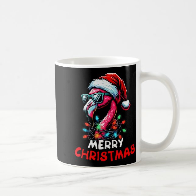Mug Chapeau de Noël Flamant Santa Lumière de Noël (Droite)