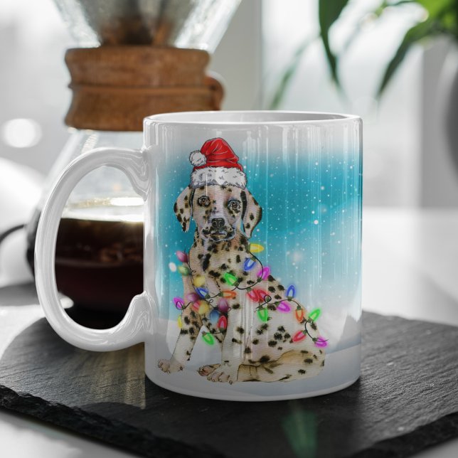 Mug Chapeau de Père Noël Joyeux Noël Amant dalmate (Créateur téléchargé)