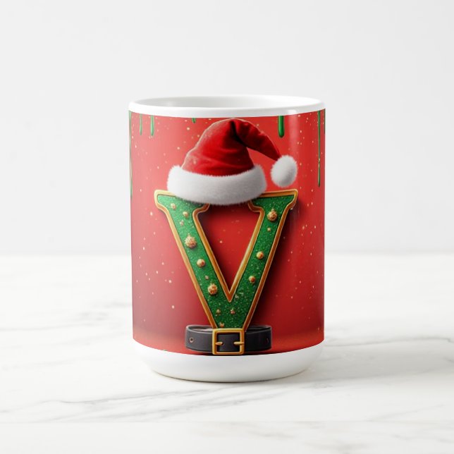 Mug Chapeau de Père Noël Monogramme de Noël V Pour Cad (Centre)