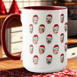 Mug Chapeau de Père Noël personnalisé avec le visage d