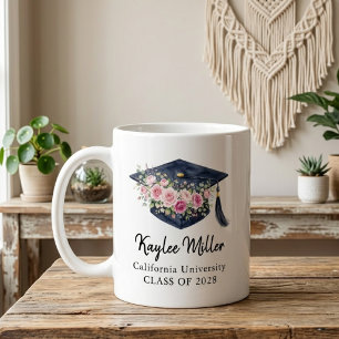 Mug Chapeau de remise des diplômes floral élégant Infi