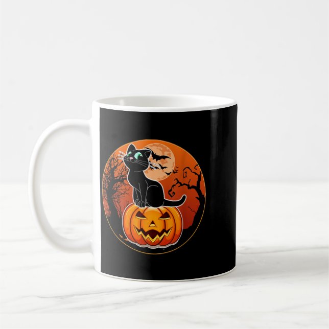 Mug Chapeau de sorcière de chat noir Halloween mignon  (Gauche)