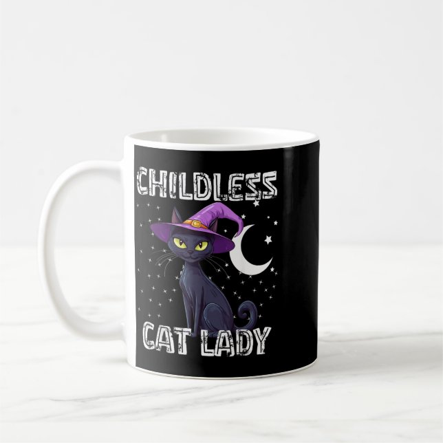 Mug Chapeau de sorcière effrayant de chat sans enfants (Gauche)