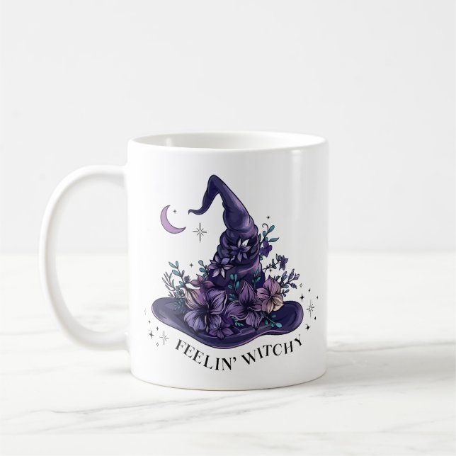 Mug Chapeau de sorcière floral se sentant sorcière (Gauche)