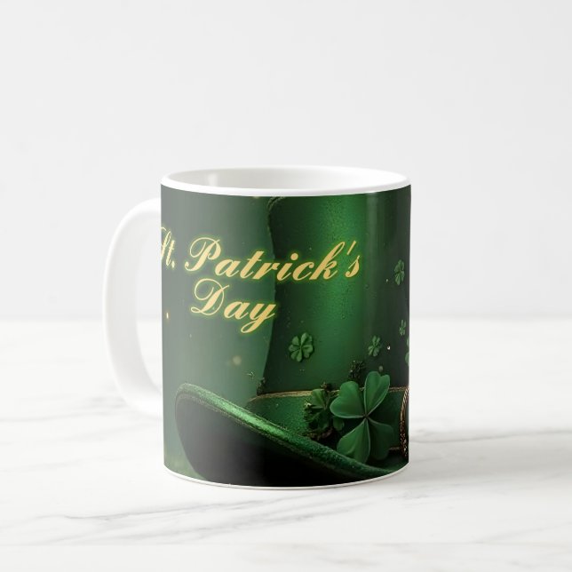 Mug Chapeau et motif de trèfle de la Saint-Patrick (Devant gauche)