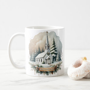 Mug Chapelle neigeuse la nuit   Scène de Noël éclatant