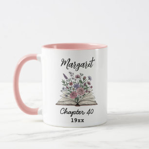 Mug Chapitre 40 Livre Floral - Cadeau d'anniversaire p