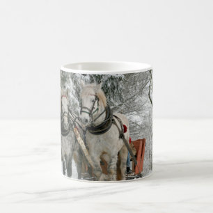 Mug Char à deux chevaux blancs Forêt de neige