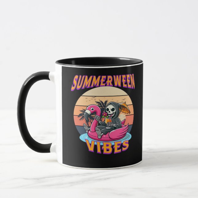 Mug Char de Flamant rose Summerween Vibes Grim Reaper  (Gauche)