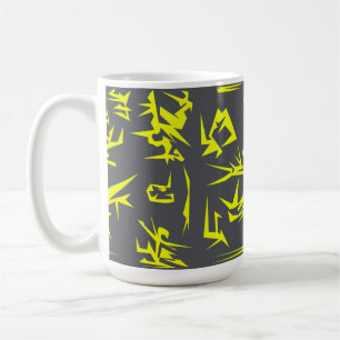 Mug Charcoal Grey Et Jaune Art Abstrait Funky