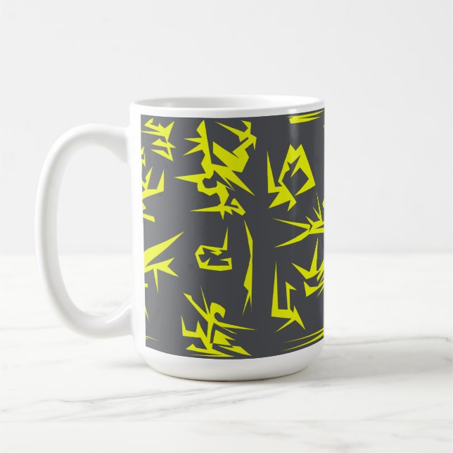 Mug Charcoal Grey Et Jaune Art Abstrait Funky (Gauche)
