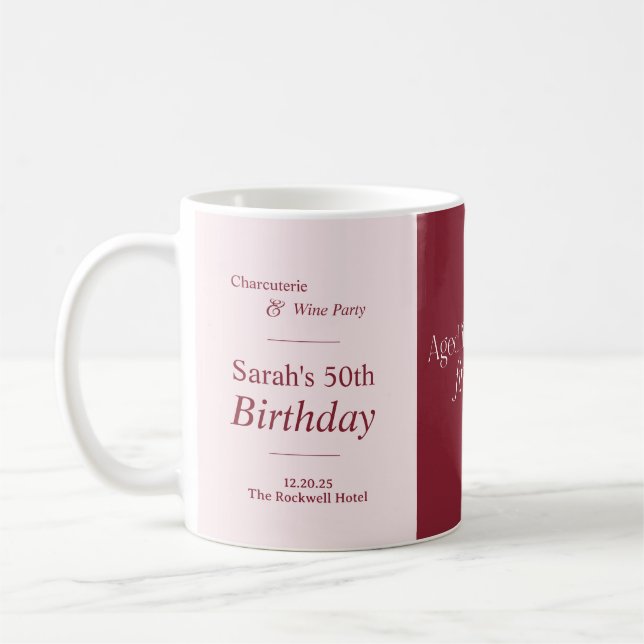 Mug Charcuterie & Vin Fête d'anniversaire 50 ans Rose  (Gauche)