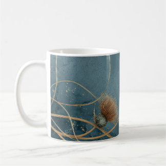 Mug Chardon Doré Bleu Canard Texture Élégance