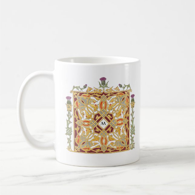 Mug Chardon écossais et couronne celtique noeud & init (Gauche)