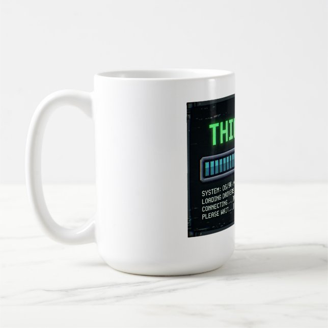 Mug Chargement à 99 % drôle ordinateur rétro D (Gauche)