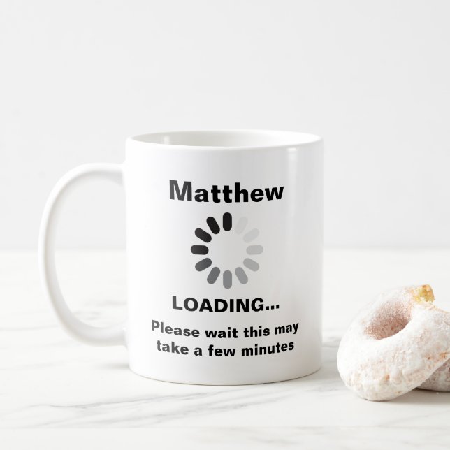Mug Chargement de l'amateur de café ...Personnalisé (Avec donut)