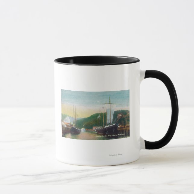Mug Chargement du bois sur la scène des goélettes (Droite)