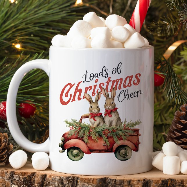 Mug Charges de lapins de Noël en Camion Rouge (Créateur téléchargé)