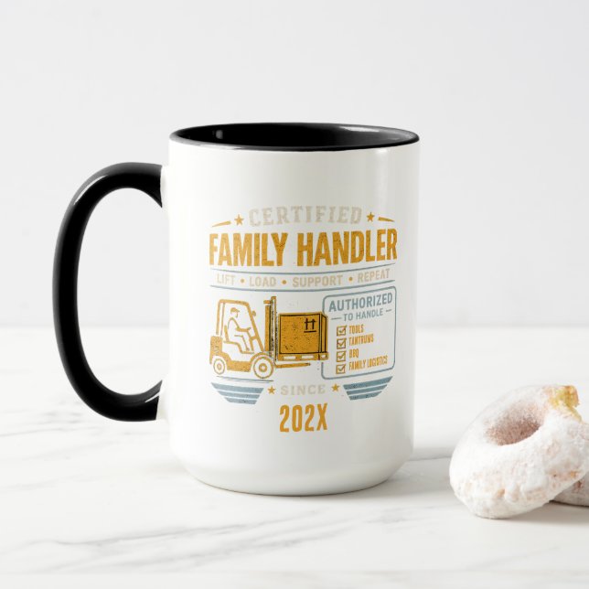 Mug Chariot élévateur robuste pour papa vintage  (Avec donut)