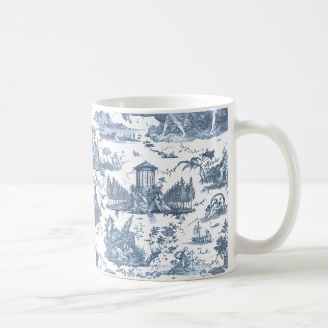 Mug Chariot français vintage de l'aube Toile de Jouy-B (Droite)