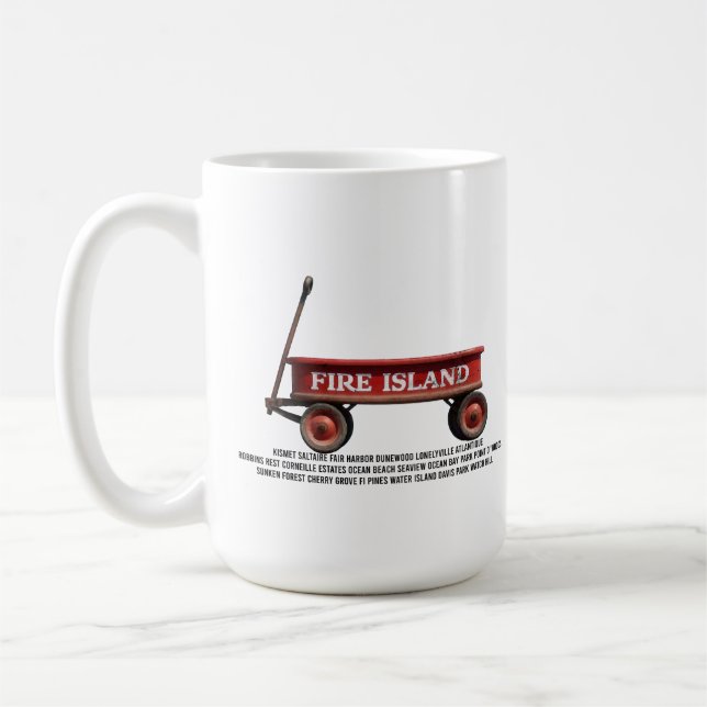 Mug Chariot rouge rétro de Fire Island plage vacances  (Gauche)