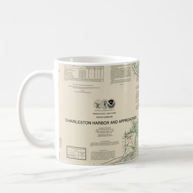 Mug Charleston Harbour et Approches Graphique nautique (Gauche)