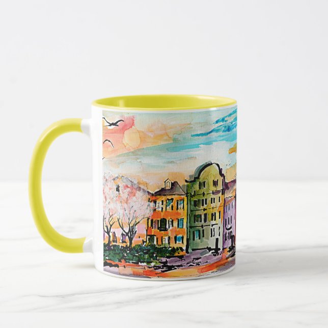 Mug Charleston South Carolina Rainbow Row Whimsical (Gauche)