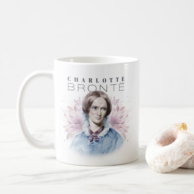Mug Charlotte Bronte Portrait de Richmond avec Fleurs (Avec donut)