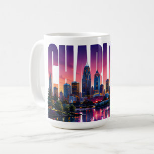 Mug Charlotte Caroline du Nord Skyline Nom de la Ville