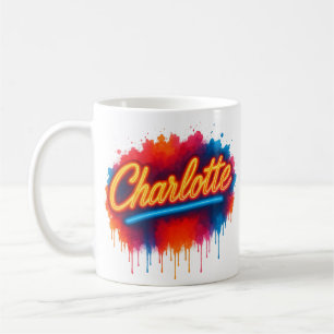 Mug Charlotte Neon Script - Street Art Splash Design
