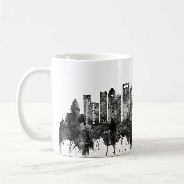 Mug Charlotte North Carolina Skyline BW (Gauche)