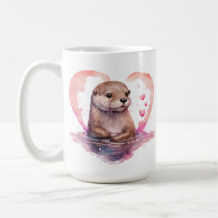 Mug Charmante mignonne Belle Aquarelle Rose Otter