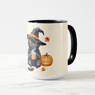 Mug Charmante sorcière chat noir Halloween Kawaii